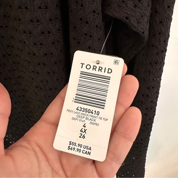 Torrid Festi Lace Tie-Front Crop Top Cardi size 4X Black - Picture 6 of 8